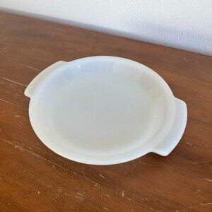 Fire King Milk Glass Pie Plate with Handles, Vintage Baking Dish